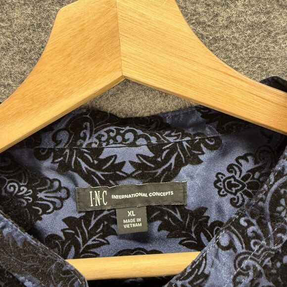 INC International Concepts Shirt XL Blue Geometric Button Up Long Sleeve - Picture 3 of 7